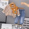 Bebé Primavera Nuevo Solapa Vertical Coreano Ropa Larga para Niños Otoño Estilo Occidental Conjunto de Camisa de Dibujos Animados para Niños Conjunto de Dos Piezas