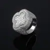 Anillo de Trébol de Cuatro Hojas con Zirconia en Forma de T, Mezcla Transfronteriza de Hip-Hop Europeo y Americano, Anillo de Hombre de Tendencia de Gama Alta de Nicho, Personalización