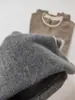 Outono Inverno 2026 Nova Cor Bloco Camada Dupla Gola Redonda Suéter de Lã Pura Feminino Pulôver Estilo Coreano Solto Camada Base Suéter de Tricô