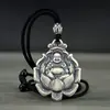 Pingente de Guanyin em Prata Esterlina 999 Vintage Colar de Pé Prata Sólida Masculino Pingente de Buda Feminino Benmingnian Buda Maitreya