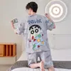 Conjunto de pijama de verano para hombre, de manga corta y pierna corta, ligero, talla grande, corte holgado, adecuado para usar como ropa de estar en casa