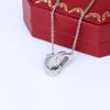 Colar Kaga com Anel Duplo e Fecho Totalmente Diamantado, Corrente de Fábrica de Alto Padrão para Casais, Ouro 18K, Incrustado com Diamantes, Comércio Exterior