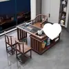Mesa de té giratoria para balcón, mesa de té pequeña móvil, nuevo modelo para uso doméstico, mesa integrada totalmente automática, mesa y sillas de té pequeñas de madera maciza de alta gama