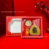 Nuevo Colgante de Hoja de Bodhi de Buda Zodiacal Oro Puro 999 12 Signos del Zodiaco Pegatinas para Teléfono Móvil Set de Caja de Regalo Venta al por Mayor