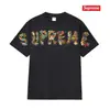 Camiseta de Algodón Pesado Moda Americana Transfronteriza Estampado de Letras Supreme Cuello Redondo Manga Corta Unisex Holgada Casual para Hombres y Mujeres