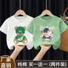 Nova Camiseta Estilosa de Algodão Puro com Estampa de Desenho para Meninos, Manga Curta, para Bebês e Crianças, Camiseta Casual Confortável e Respirável, Camiseta Tendência de Meia-Manga