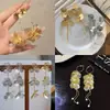 Pendientes de Flor con Borla Dorada Pendientes Exagerados Redondos Europeos y Americanos Distintivos Pendientes de Nicho Elegantes de Lujo Ligero Pendientes de Novia