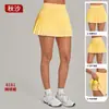 Falda deportiva de otoño de cintura alta transpirable, que cubre la cadera, adelgazante, para fitness al aire libre, falda de tenis, falda de yoga anti-exposición 8181