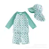 Novo Roupa de Banho Infantil Transfronteiriça para Meninos, Idades de 6 Meses a 4 Anos, Conjunto Casual de Três Peças com Manga Longa Roupa de Banho para Meninos