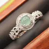 9082 Anillo de Jade Birmano Natural Grado A Azul Hielo Estilo Chino Nuevo Retro Diversidad Único en su Tipo