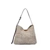 Bolsa de Palha Vazada com Design de Nicho 2026, Estilo Resort, Grande Capacidade, Trançada em Couro Genuíno, Versátil Bolsa de Ombro para o Dia a Dia