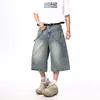 Shorts de Mezclilla Lavada Azul Desgastada de Venta Caliente Verano 2026 para Hombre, Estilo High Street Americano, Shorts Rectos Sueltos para Hombre