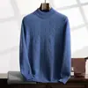 Nuevo Suéter Casual de Punto Grueso Jacquard Mate de Cachemira para Hombre, Manga Larga, Ajuste Holgado, para Otoño e Invierno