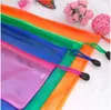 Bolsas de Archivo con Cierre de Colores al por Mayor, Bolsas para Documentos de Malla de Doble Capa, Bolsas de Papelería, Bolsas de Archivo de Malla con Cierre de Doble Capa