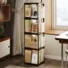 Estantería giratoria de estilo vintage, estante de almacenamiento de varios niveles de pie para uso doméstico, gabinete organizador y estante de almacenamiento que ahorra espacio