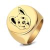 Anillo de acero de titanio de 18 mm para perro, animal, cachorro, creativo, simple, transfronterizo europeo y americano, anillo cuadrado redondo retro, venta al por mayor