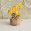 Bolsa de la Suerte Tejida a Crochet Hecha a Mano Transfronteriza Plantas Pequeñas en Maceta Muebles para el Hogar Decoración de Rosa Tejida de Lana Plantas en Maceta Flor Simulada