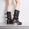 Sensación Relajada~ Botas de Pantalón con Suela Gruesa para Mujer, Botas de Caballero de Otoño, Botas de Chimenea de Diseño Nicho, Botas plisadas de media pantorrilla