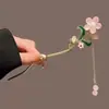Presilha Rosa Doce e Delicada para Meninas, Presilha Estilo Chinês Hanfu com Toque de Luxo, Acessório de Cabelo para Penteados Presos
