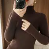 Suéter de cuello alto para mujer, nueva colección otoño/invierno 2026, capa base de manga larga ajustada, camiseta base de punto de lana sintética