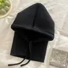 Balaclava coreana outono e inverno moda casal chapéu cachecol quente integrado proteção de orelha de tricô chapéu de lã