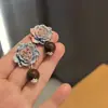 Pendientes de Cristal con Cuentas Florales Estilo Chino, Lujo Ligero, Gama Alta, Pendientes de Botón Modernos y Exquisitos, Diseño de Nicho, Pendientes Versátiles y Elegantes