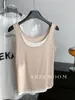Camiseta Deportiva de Tirantes Falsa de Dos Piezas Bloque de Color Lyocell Tencel Ajustada para Mujer, Camiseta Base Adelgazante sin Mangas, Moderna Verano 2026