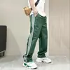 Pantalones casuales de rayas de secado rápido para hombre, nuevos de verano, marca de moda, holgados, casuales, de pierna recta, largos, con tres rayas, pantalones deportivos
