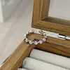 Anillo Abierto de Circonita Exquisito Ultra Brillante, Anillo de Dedo Índice de Moda de Lujo Ligero Nicho de Gama Alta para Commuter, Anillo Personalizado