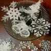 Textura de Cristal Encaje de Cisne Acrílico con Purpurina Copo de Nieve Transparente Colgante de Árbol de Navidad Colgante Decoración de Campana