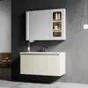 Gabinete de Baño de Aluminio tipo Panal Estilo Francés con Panel de Puerta de Acero Inoxidable, Gabinete Principal con Luz Sensor, Gabinete Espejo, Meijia Baño L1132