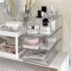 Caja de Almacenamiento Cosmético Transparente, Estante de Almacenamiento de Acrílico, Escritorio de Dormitorio, Papelería, Cesta de Almacenamiento para Mascarillas Faciales, Almacenamiento Apilable