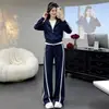 Tejido Elástico de Sarga Imitación Algodón 250g Conjunto Deportivo para Mujer Primavera y Otoño: Conjunto de Dos Piezas: Sudadera Holgada con Capucha y Pantalones de Pierna Ancha