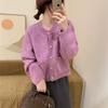 Cardigan de Caxemira Estilo Tweed com Botões Dourados da Moda 2025 Primavera Novo Versátil Doce Top Look Emagrecedor Pequena Camisa Elegante para Mulheres
