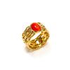 Anillo Retro Europeo y Americano de Acero Inoxidable con Oro de 18K Ahuecado Ojo de Gato para Mujer Ins Nicho de Alta Gama Versátil