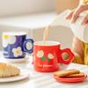 Taza de cerámica con flores, bonita taza con tapa, taza de agua para parejas, taza de mujer, diseño con sentido del hogar, taza de café estilo