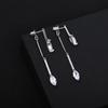 Aretes de Borla con Gotas de Agua de Lujo Ligero Aretes de Zirconia Microincrustada de Alta Gama Modificación de Rostro Largo con Aguja de Plata s925 para Mujer