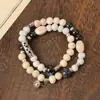 Pulseras Apilables de Estilo Étnico, Pulseras de Perlas de Cerámica de Jingdezhen, Joyería de Nicho de Doble Capa, Tejido a Mano, Artístico y Retro