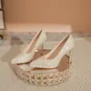 Estilo Francés Color Champán Impermeables Plataforma Tacones Altos Zapatos de Boda Xiuhe para Mujer Lentejuelas de Cristal Zapatos de Boda Tacón de Aguja Boca Baja Zapatos Simples de Una Sola Capa