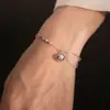 Pulsera de cuentas redondas talladas, estilo hip-hop, cadena de metal, pulsera de doble capa, pulsera de charms facetados para mujer con campanitas pequeñas