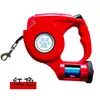 Correa para Perro Plana con Luz y Bolsa para Excrementos Correa Retráctil Automática para Perro Correa para Perro