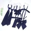 Corbata Gris con Diseño Floral para Niños y Niñas, Niños, Estudiantes de Primaria y Secundaria, Pajarita Azul Oscuro de Color Sólido, Cinta, Accesorios para Uniforme Escolar JK
