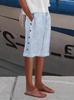 Shorts de Verano para Mujer Europeos y Americanos Transfronterizos Amazon 2025 Nuevo Comercio Exterior Casual a Rayas con Bolsillos de Botón
