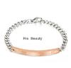 Amazon joyería europea y americana al por mayor pulsera de pareja acero de titanio pareja oro rosa pulsera negra