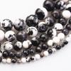 Directo de fábrica piedra cebra natural blanca y negra cuentas sueltas cuentas redondas accesorios de joyería DIY cuentas semiterminadas al por mayor