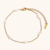 Joyería Transfronteriza Europea y Americana Sencilla para Combinar con Todo Acero Inoxidable Chapado en Oro de 18K Perla de Agua Dulce Grava Natural Cadena Tobillera Hecha a Mano