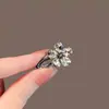 Pinza para el pelo de flequillo estilo nuevo con flores, pinza lateral pequeña, pinza de pico de pato, pinza superior para cabello suelto, cristal de strass súper brillante coreano