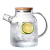 Tetera de Vidrio Espeso Tetera Tetera de Agua Fría Tetera de Agua Fría Jarra para Jugo Olla para Calentar al Fuego Tapa de Bambú Hogar Fábrica Envío Gratis