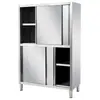 Venta Directa de Fábrica Elegante Acero Inoxidable Restaurante Cocina Almacenamiento Gabinete de Comida Multifuncional Puerta Corredera Armario Acero Inoxidable Vajilla