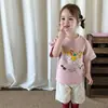 Ropa para Niños Zhe Li Camiseta de Manga Corta para Niñas Estilo Delgado de Verano 2026 Ropa Casual para Niños Top de Algodón Puro para Bebé